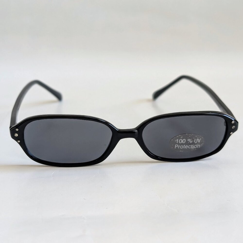 NWT Vintage 90's Small Plastic Rectangle Lady Fashion Sunglasses (S. Black)
